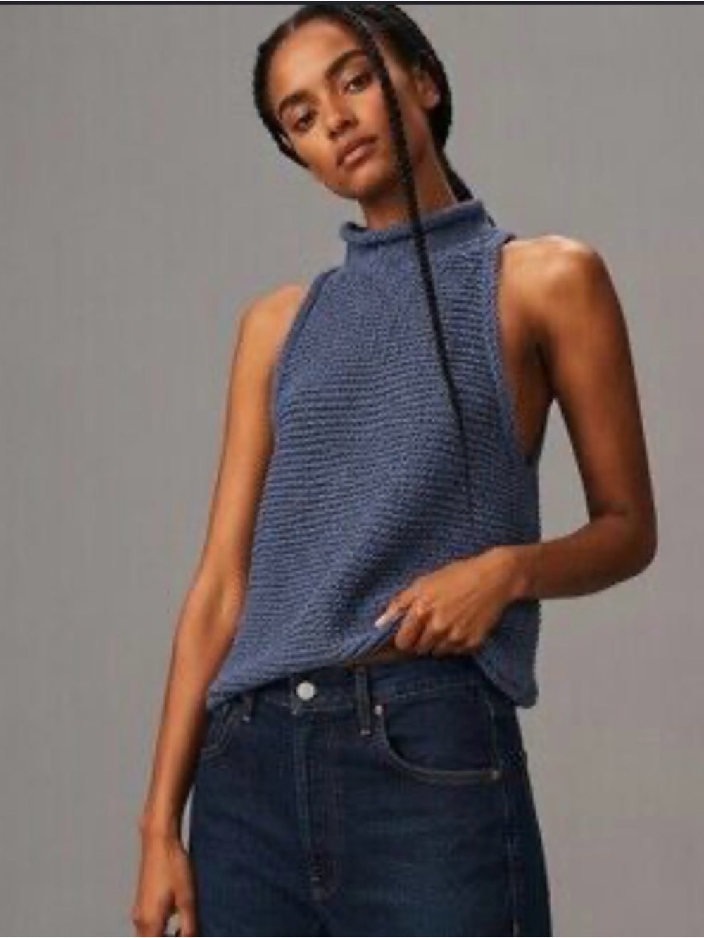 PILCRO Rolled Mock Neck Sweater Tank